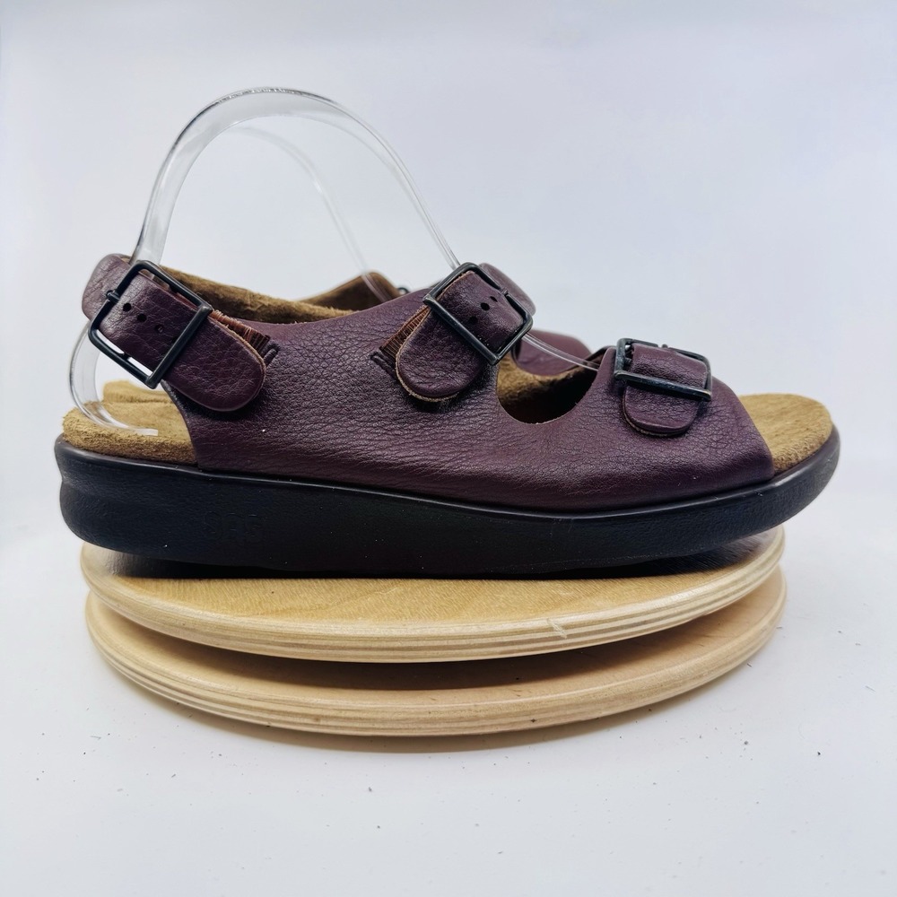 SAS Relaxed Sandals Womens 11 W Wide Brown Leather Comfort Walking Heel Strap
